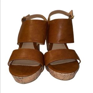 Apt.9 Cognac Wedge Sandals, Size 10, Preowned